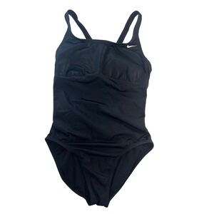 Nike Womens One Piece Swimsuit Black Cutout Back Athletic Swimwear Size L